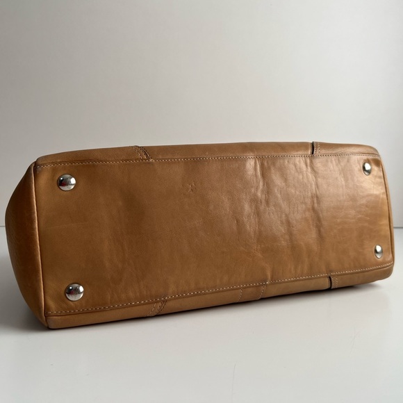 Vintage Coach Sand Leather Satchel Handbag Tote with Contrast Trim - Picture 5 of 10